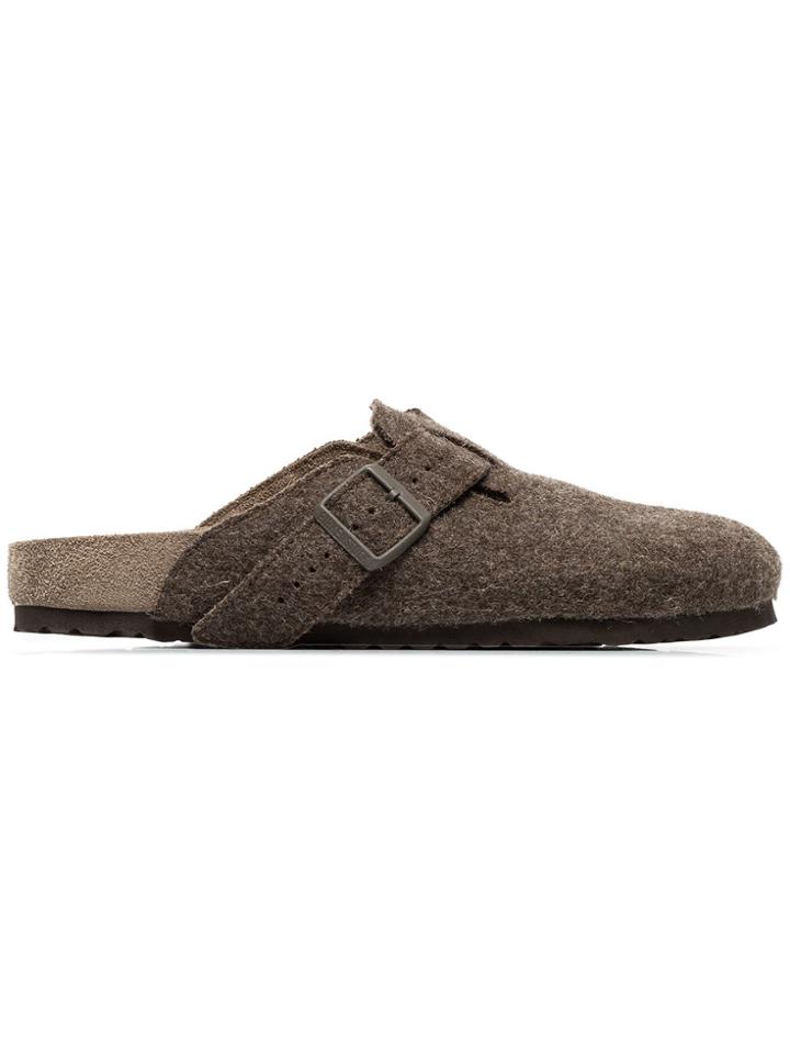 Rick Owens X Birkenstock Brown Boston Wool Felt Sandals