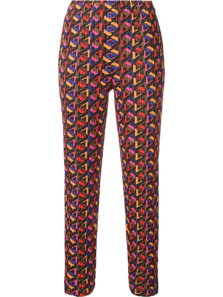 Pleats Please By Issey Miyake Geometric Print Cropped Skinny Trousers