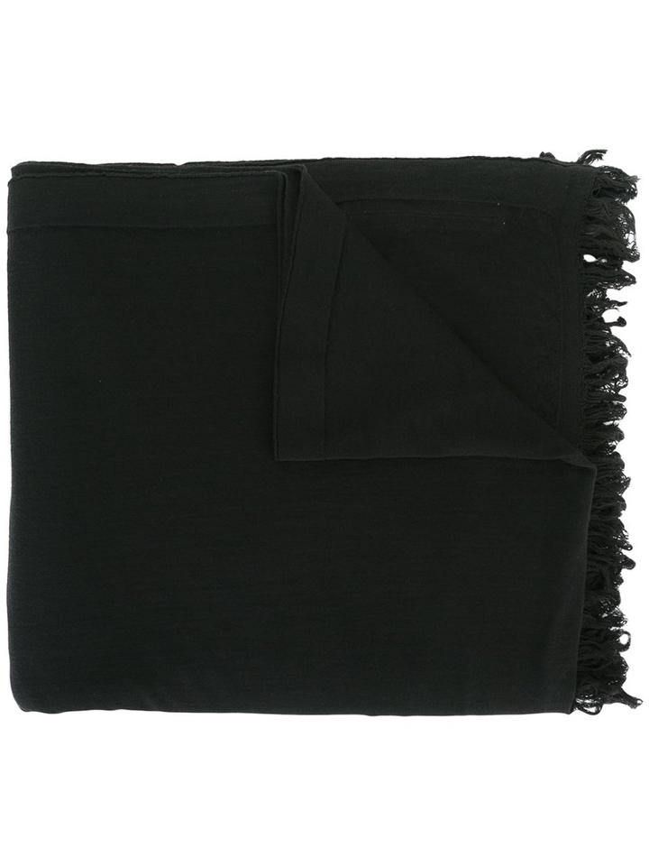 Rick Owens - Fringed Scarf - Women - Virgin Wool - One Size, Women's, Black, Virgin Wool