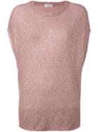 Brunello Cucinelli Sequin Knitted Top, Women's, Size: Medium, Pink/purple, Silk/linen/flax/polyamide