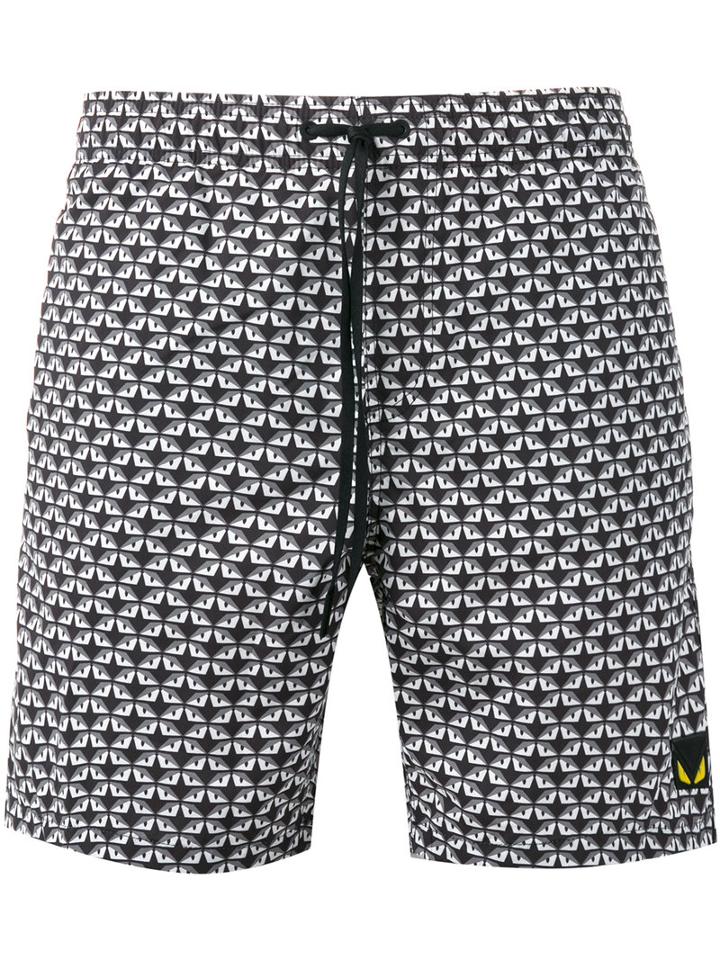 Fendi Bag Bugs Swim Shorts, Men's, Size: 48, Black, Polyamide/polyester