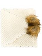 Twin-set Knitted Pompom Scarf, Women's, Nude/neutrals, Acrylic/polyester