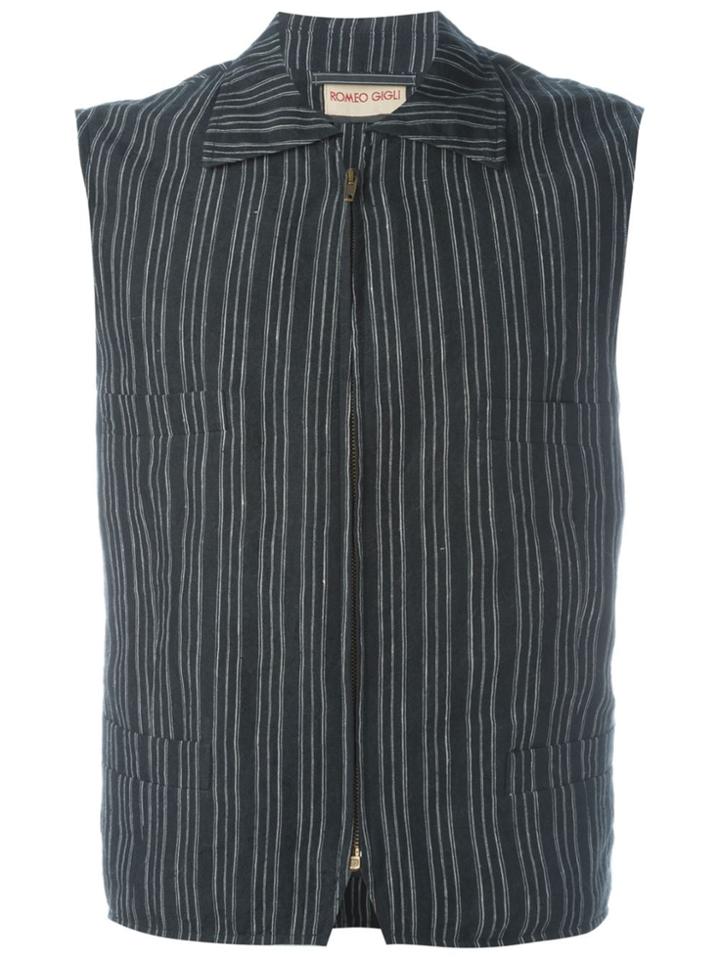 Romeo Gigli Vintage Striped Waistcoat - Black
