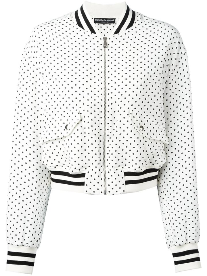 Dolce & Gabbana Polka Dot Bomber Jacket - White