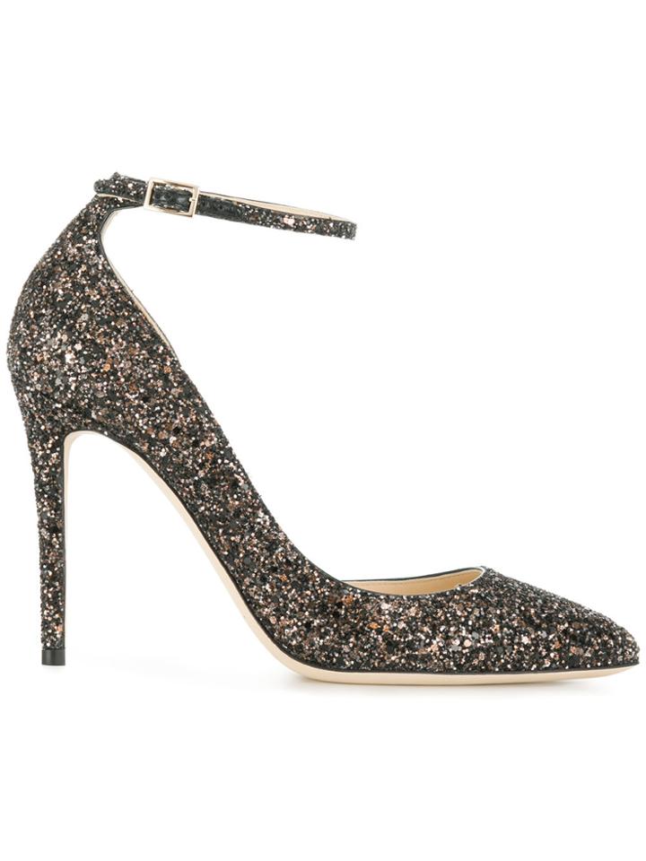 Jimmy Choo Lucy 100 Glitter Pumps - Brown