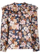 Mih Jeans Ruffled Floral Blouse - Blue