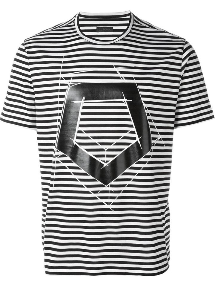 Z Zegna Front Print Striped T-shirt