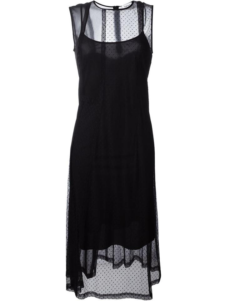 Dkny Sleeveless Tulle Dress, Women's, Size: M, Black, Cotton/nylon/silk/polyester