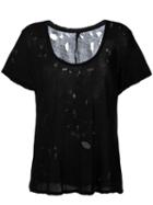 Unravel Project Scoop Neck Destroyed T-shirt, Women's, Size: Xs, Black, Cotton