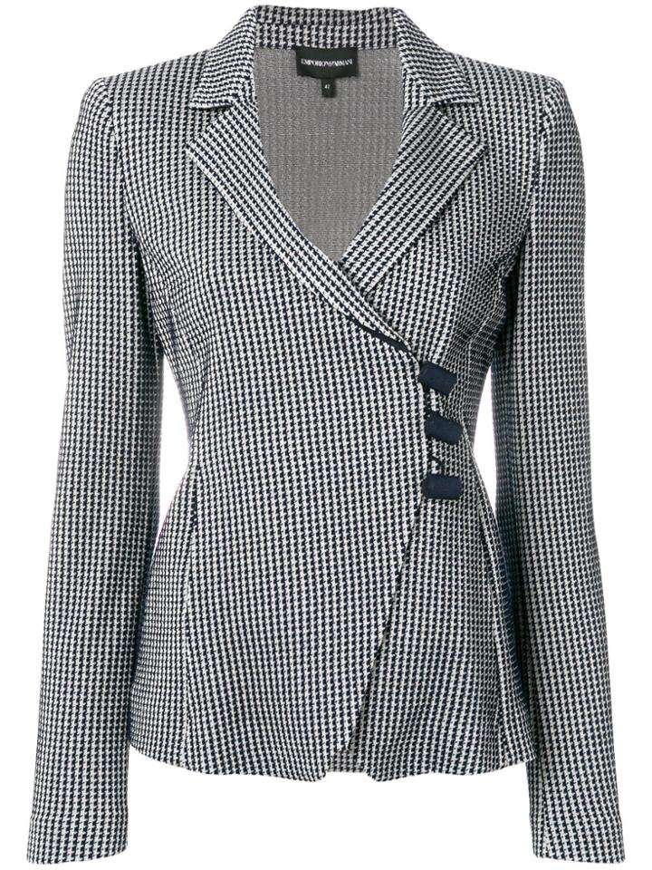 Emporio Armani Asymmetric Houndstooth Jacket - Blue