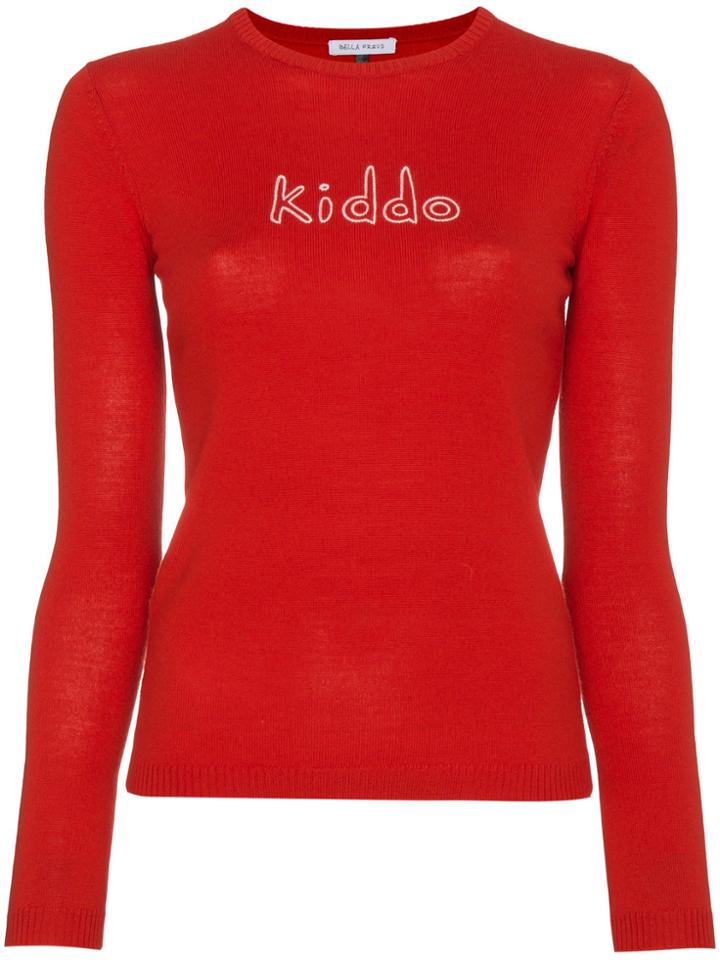 Bella Freud Wool Crewneck Sweater With Kiddo Slogan - Red