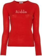 Bella Freud Wool Crewneck Sweater With Kiddo Slogan - Red