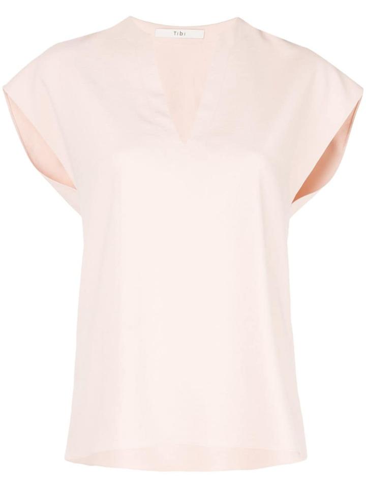 Tibi Split Neck Top - Pink