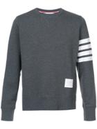 Thom Browne Pullover Sweatshirt With Engineered 4-bar Stripe - Grey