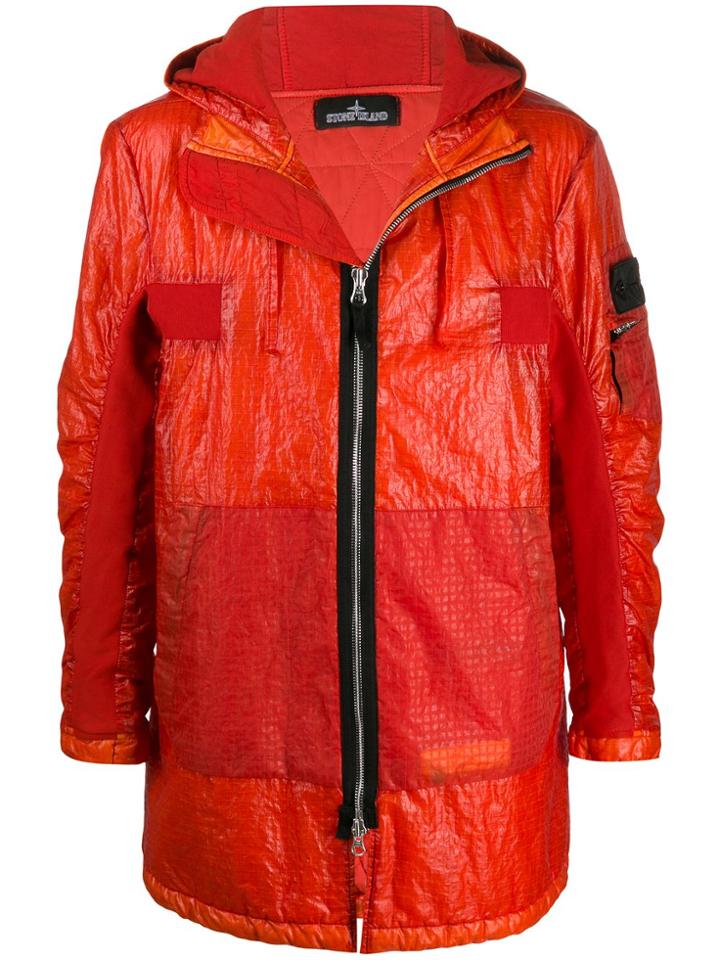 Stone Island Shadow Project Crinkle Zip-up Jacket - Orange