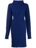 Unravel Project Roll Neck Knitted Dress - Blue