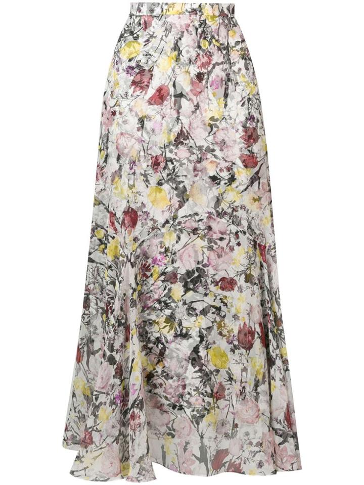 Erdem Floral Flared Skirt - White