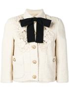 Gucci Guipure Lace Detail Cropped Jacket - Nude & Neutrals