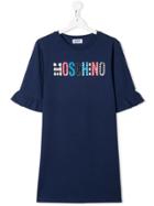 Moschino Kids Teen Logo Print T-shirt Dress - Blue