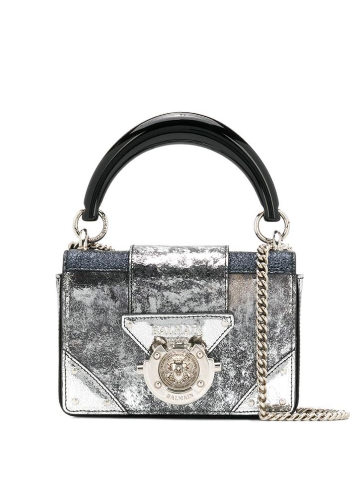 Balmain Bbox Cracked Shoulder Bag - Silver
