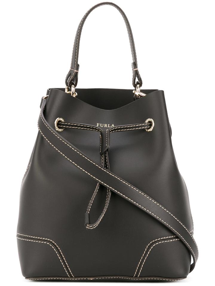 Furla Stacy Stitch Detail Bucket Bag - Black