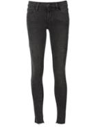 Frame Denim Frayed Ankle Skinny Jeans, Women's, Size: 25, Black, Cotton/spandex/elastane/polyester