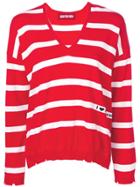 Guardaroba Striped V-neck Jumper - Red