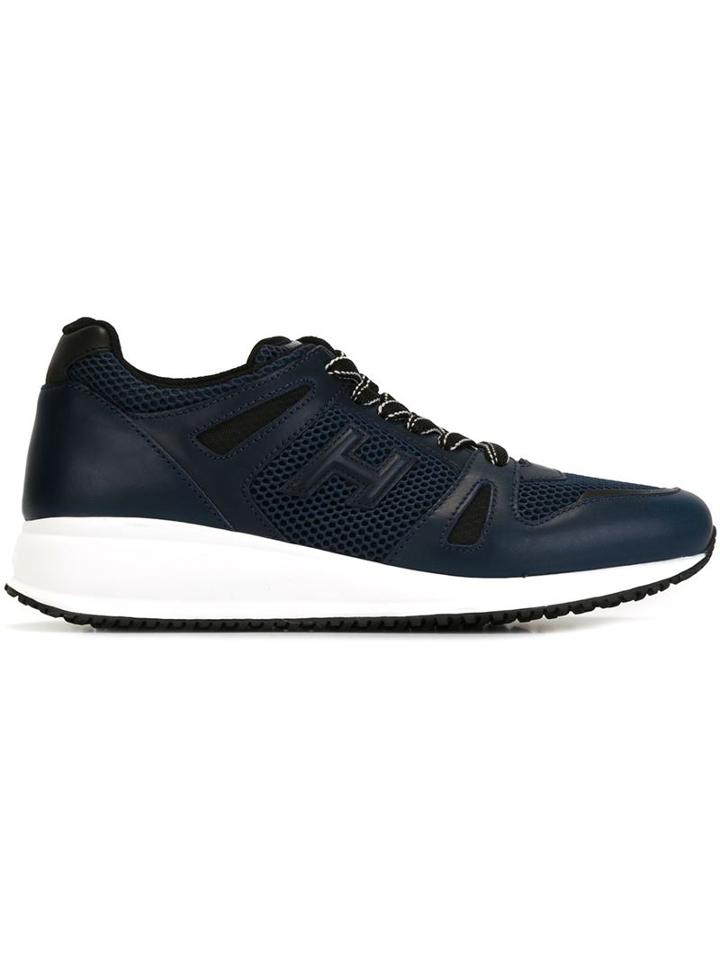 Hogan Perforated Detailing Sneakers, Men's, Size: 9, Blue, Rubber/leather/nylon