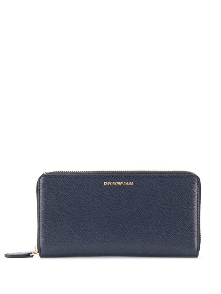 Emporio Armani Zipped Continental Wallet - Blue