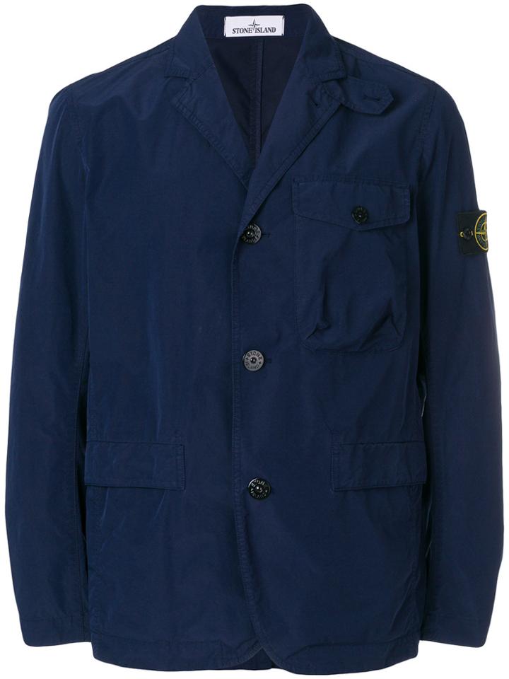 Stone Island Logo Patch Blazer - Blue