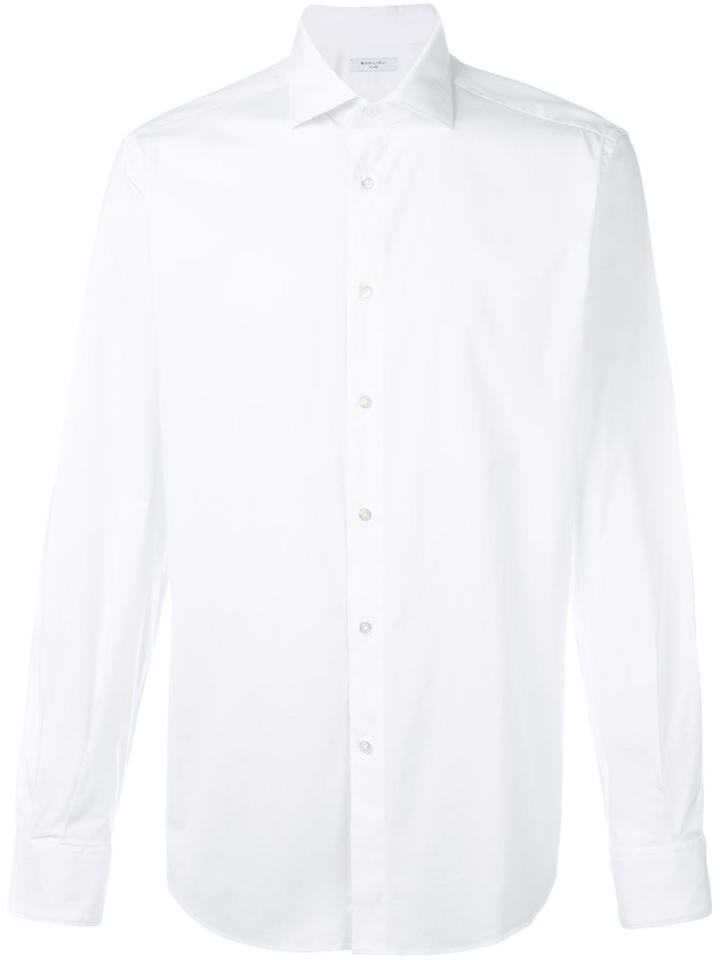 Boglioli Stretch Poplin Shirt, Men's, Size: 39, White, Cotton/spandex/elastane