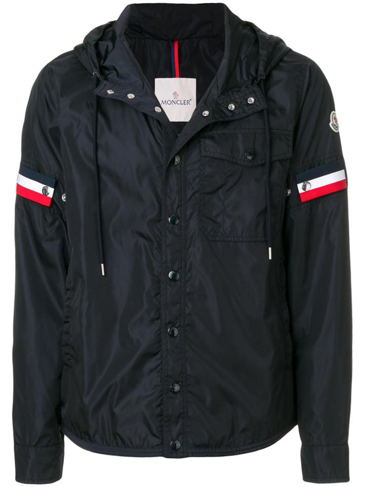 Moncler Striped Patch Windbreaker - Blue