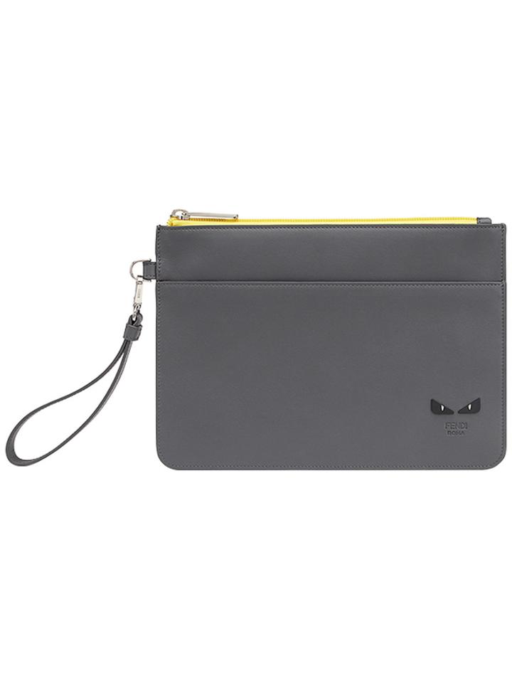 Fendi Top Zip Pouch - Grey