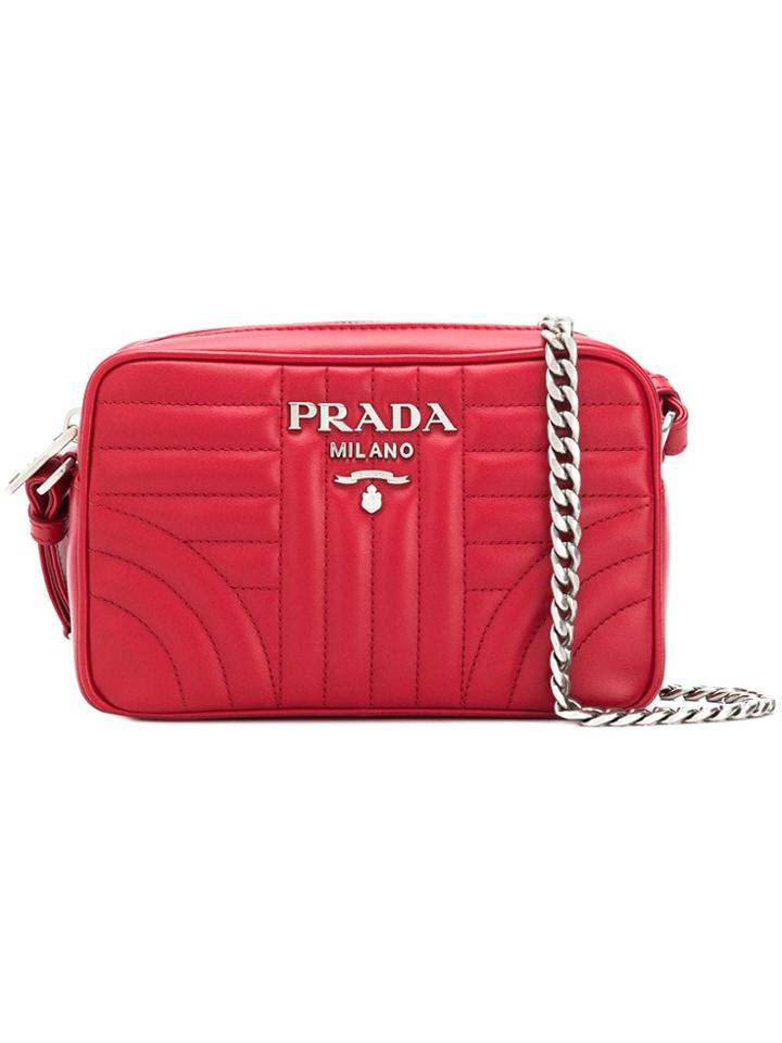 Prada Diagramme Crossbody Bag - Red