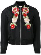 Gucci Floral Embroidered Bomber Jacket - Black
