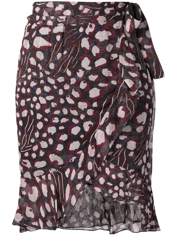 Iro Printed Ruffle Trim Skirt - Black