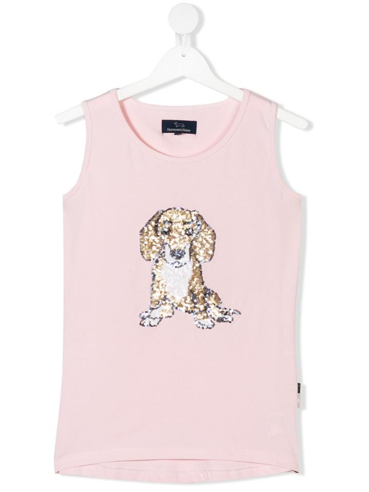 Harmont & Blaine Junior Teen Sequin Logo T-shirt - Pink & Purple
