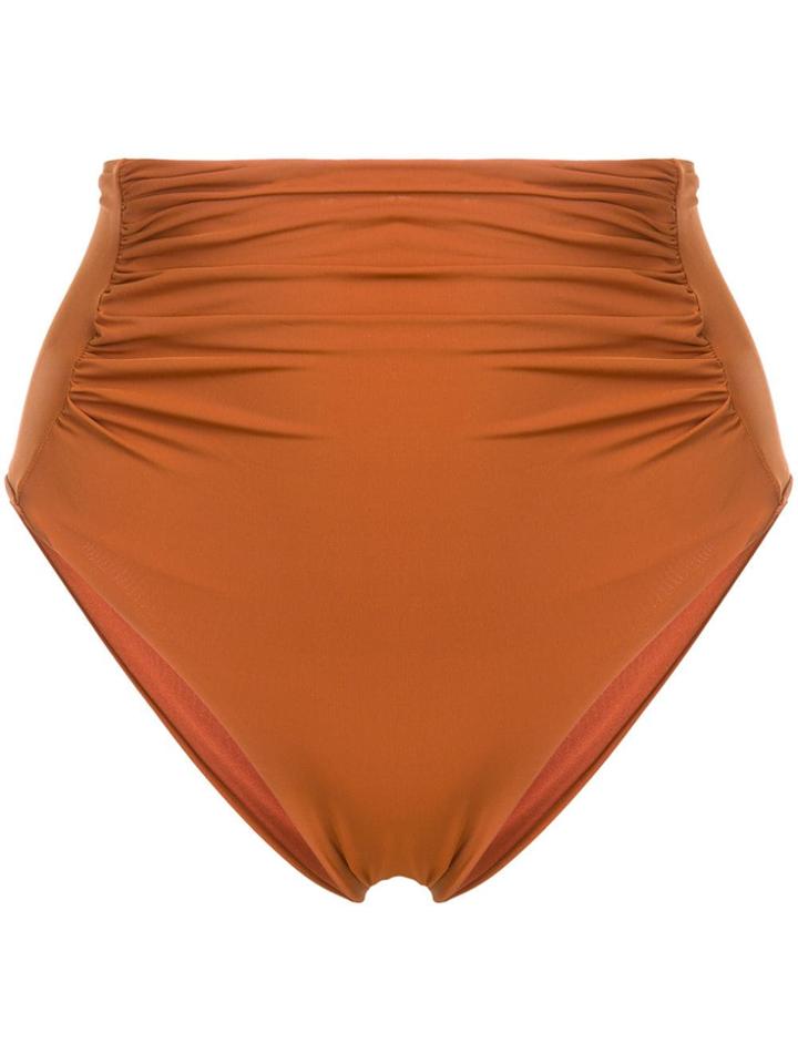 Self-portrait Gathered Bikini Bottoms - Brown