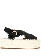Chloé Crisscross Plateau Espadrilles - Black