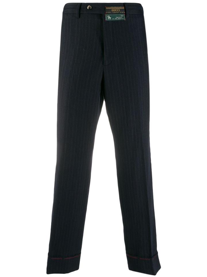 Gucci Pinstripe Cropped Trousers - Blue