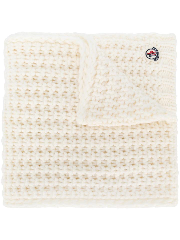 Moncler Ribbed Knit Scarf - White
