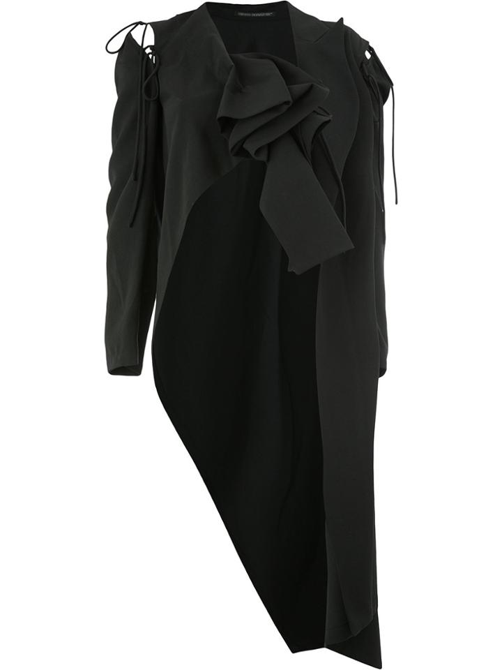 Yohji Yamamoto Asymmetric Ruffle Jacket - Black