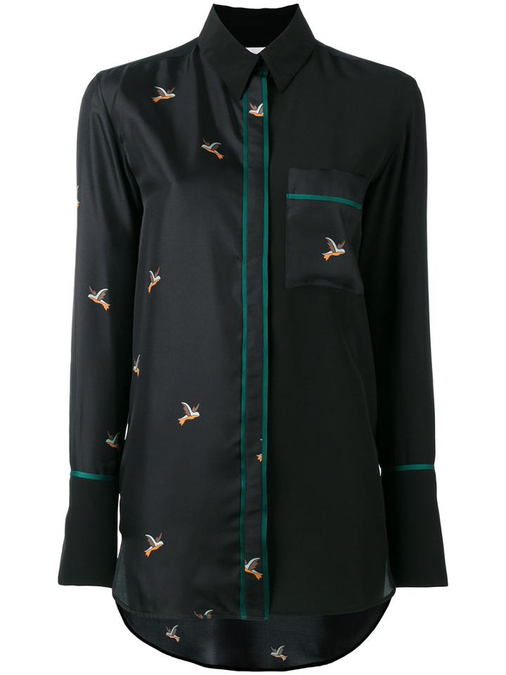 Victoria Victoria Beckham - Hummingbird Print Shirt - Women - Silk - 10, Black, Silk