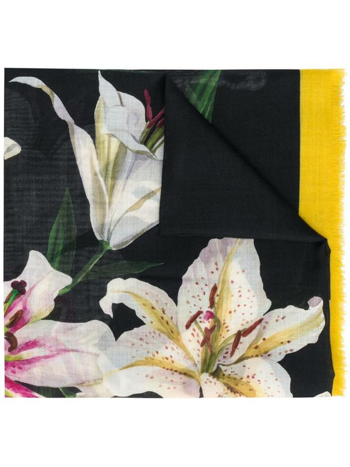 Dolce & Gabbana Lily Print Scarf - Black