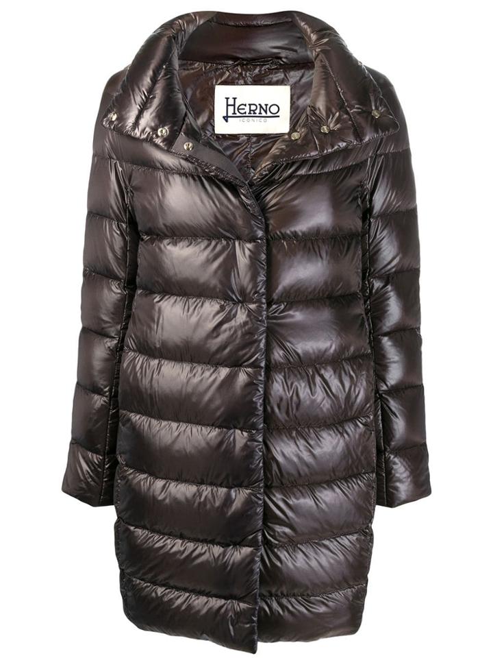 Herno Concealed Fastening Padded Coat - Brown