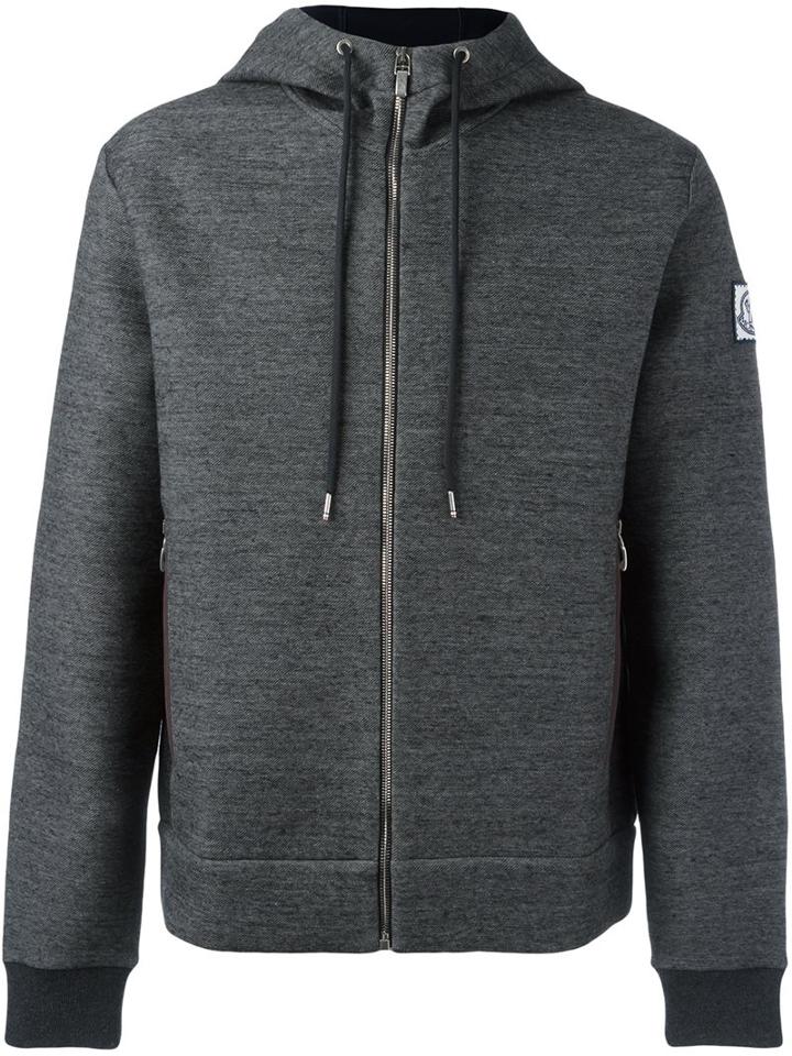 Moncler Gamme Bleu Hood Zip-up Sweatshirt, Men's, Size: Xl, Grey, Cotton/acrylic/wool/polyamide