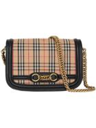 Burberry The 1983 Check Link Bag With Patent Trim - Black