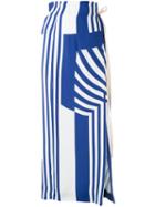 Erika Cavallini - Striped Maxi Skirt - Women - Viscose - 44, Blue, Viscose