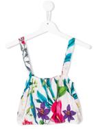 Mc2 Saint Barth Kids Teen Floral Print Cropped Top - Green