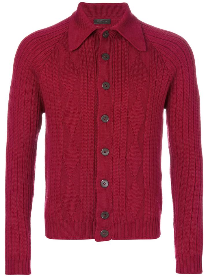 Prada Knitted Cardigan - Red